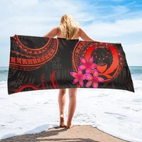 hugsidea pohnpei shower bath towel red plumeria polynesian print swim blanket microfiber towel summer spa gym absorbent towel