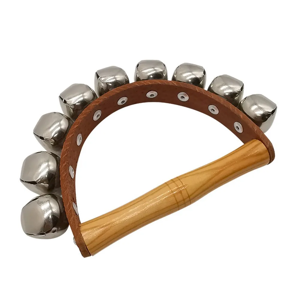 

Wooden Rattle Sleigh Bells Handbell Percussion Musical Instrument Education Toys Drum Bell With Wooden Handle Wood Hand Bells