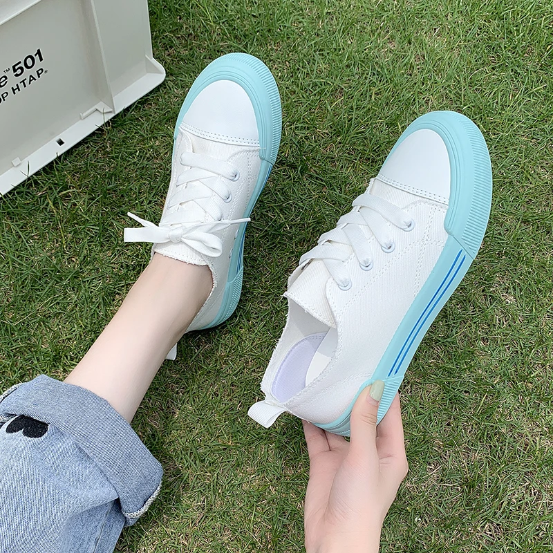 

2021 Women Canvas Casual Shoes Female Fashion Summer Sneakers Student Vulcanize Shoes Woman Chunky Shoes