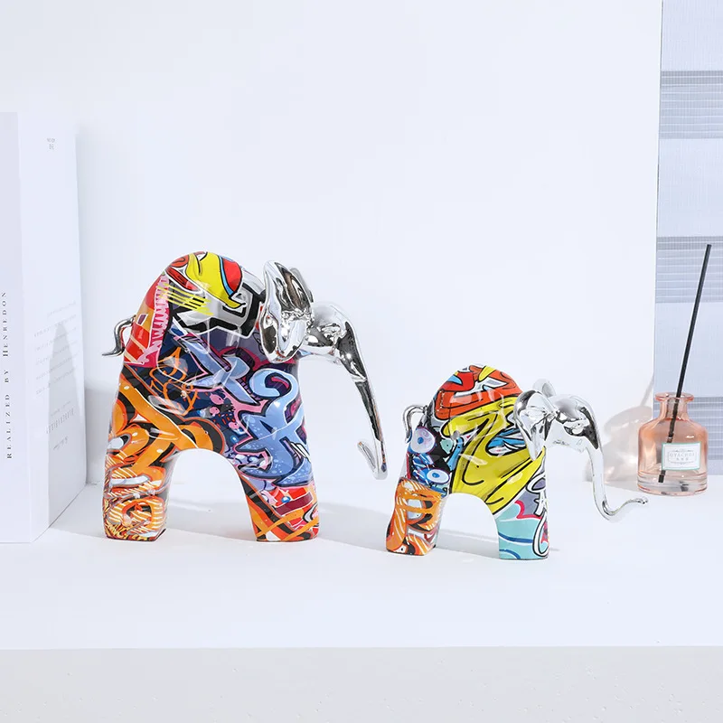 

Resin Sculpture Color Elephant Statue Decoration Modern Home Decor Statue Gift Desktop Furnishings Home Accessories Ornaments