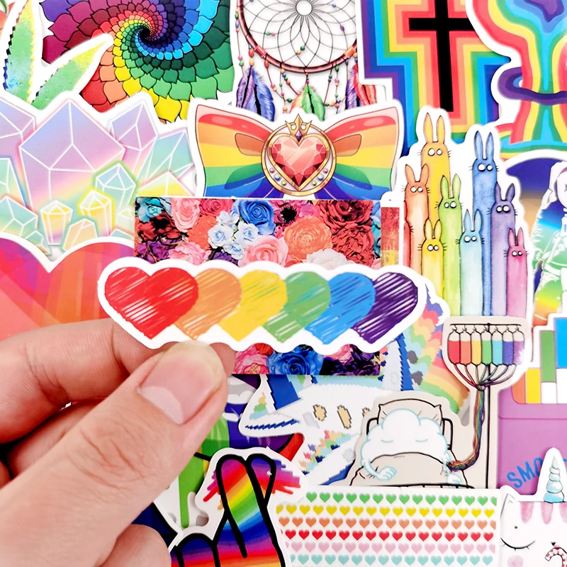 10/60 шт./упак. красочные радужные Мультяшные водонепроницаемые наклейки для
