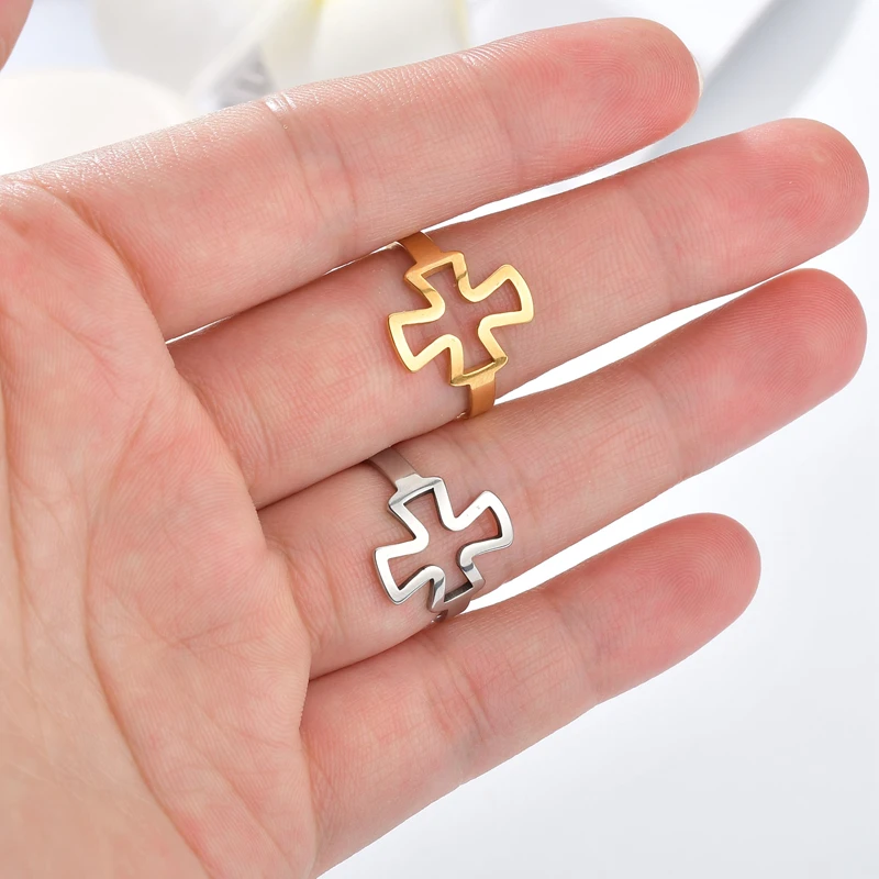 Модный полый Библейский крест текст Татуировка Иисуса мужские кольца для женщин