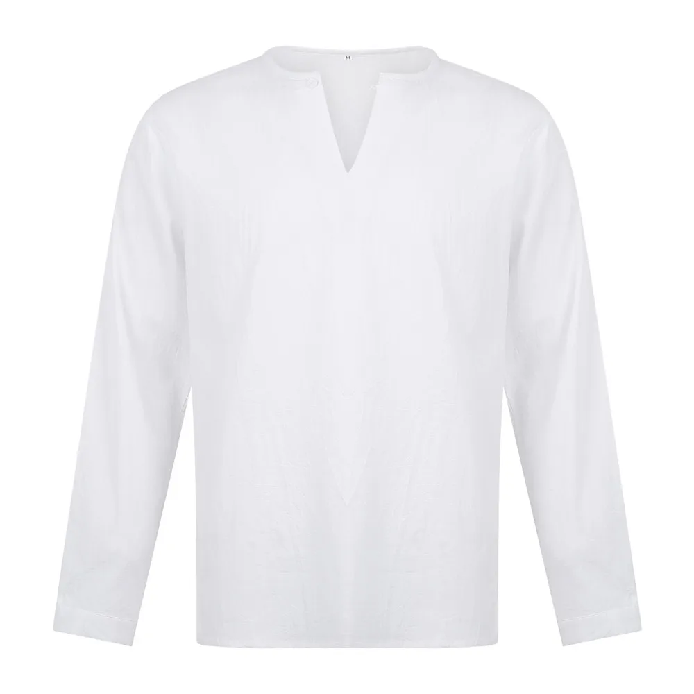 Футболка мужская однотонная с длинным рукавом повседневный Свободный пуловер в