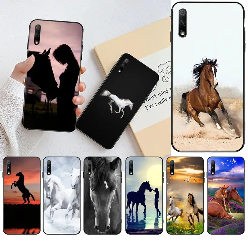 

CUTEWANAN Animal Horse Black TPU Soft Rubber Phone Cover For Huawei Nova 6se 7 7pro 7se honor 7A 8A 7C Prime2019