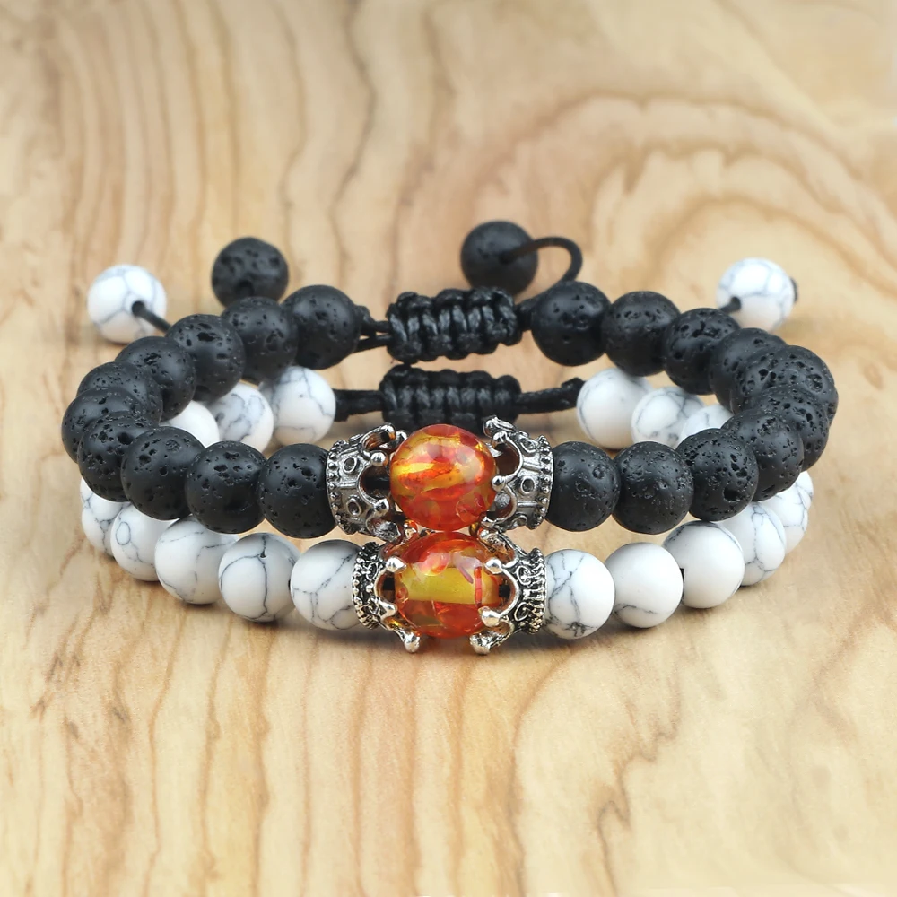 2 шт. брелки сделанные в паре Корона браслет для мужчин и женщин браслеты из