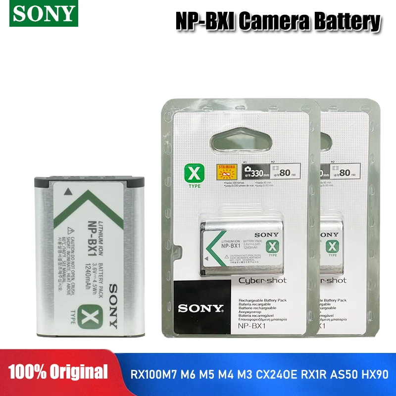 

100% Original Sony NP-BX1 BX1 Camera Battery pack DSC RX1 RX100 M3 M2 RX1R WX300 HX300 HX400 HX50 HX60 GWP88 PJ240E AS15 WX350