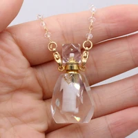 2021 new natural semi precious stone white crystal perfume bottle boutique pendant making diy fashion charm necklace jewelry