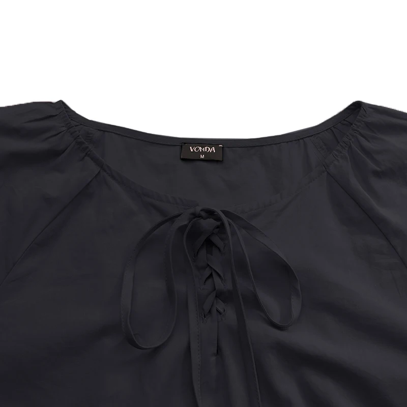 

Elegant Tops 2021 VONDA Autumn Solid Shirts Casual Loose Long Latern Sleeve Busas Feminina Plus Size Loose Office Blouses 5XL
