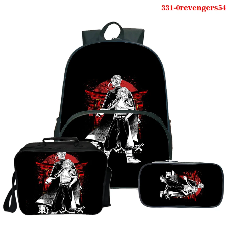

3pcs/Set Backpack 2021 New Fashion Cartoon Tokyo Revengers Backpack Shoulder Bag 3D Print School Bag Mochilas Student Pencil Bag