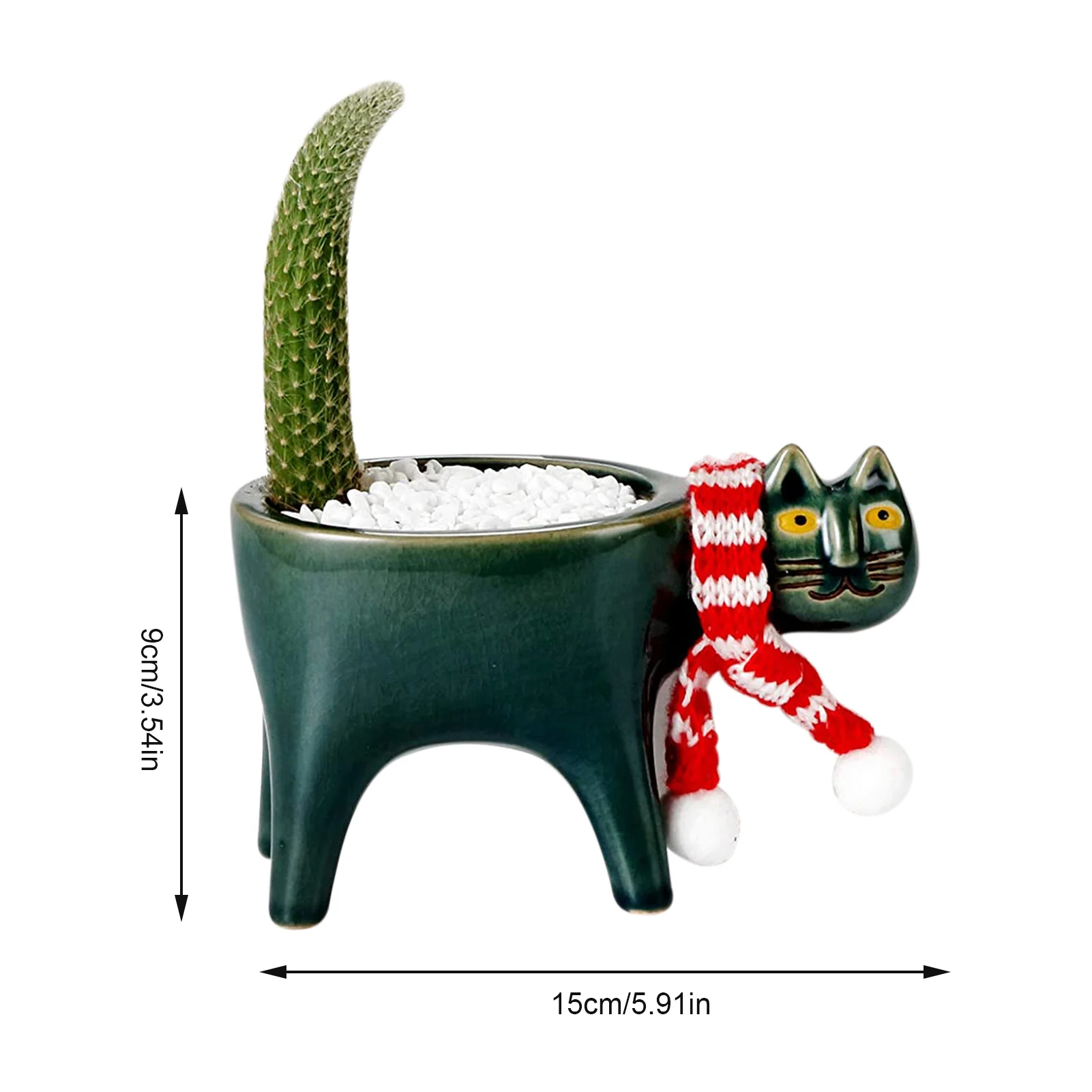 

Ceramic Flower Pot Cute Cat Shape Garden Pots With Cat Scarf Succulent Planter Plant Container Sweet Home Decor For Living Room