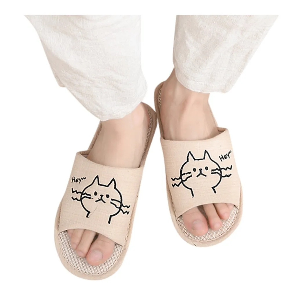 Мужские Летние Повседневные тапочки дышащие льняные сандалии мужские домашние