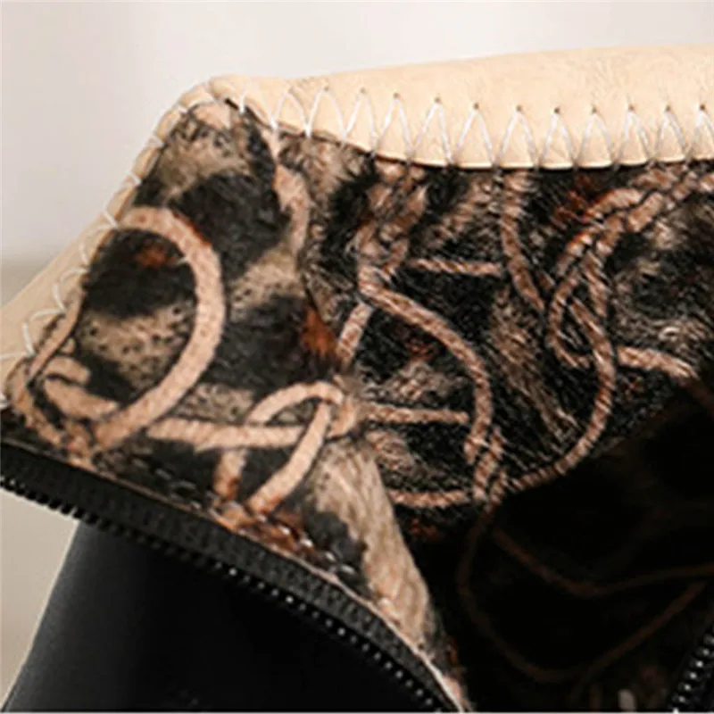 Женские ботинки на молнии со змеиным принтом Модные ботильоны квадратном