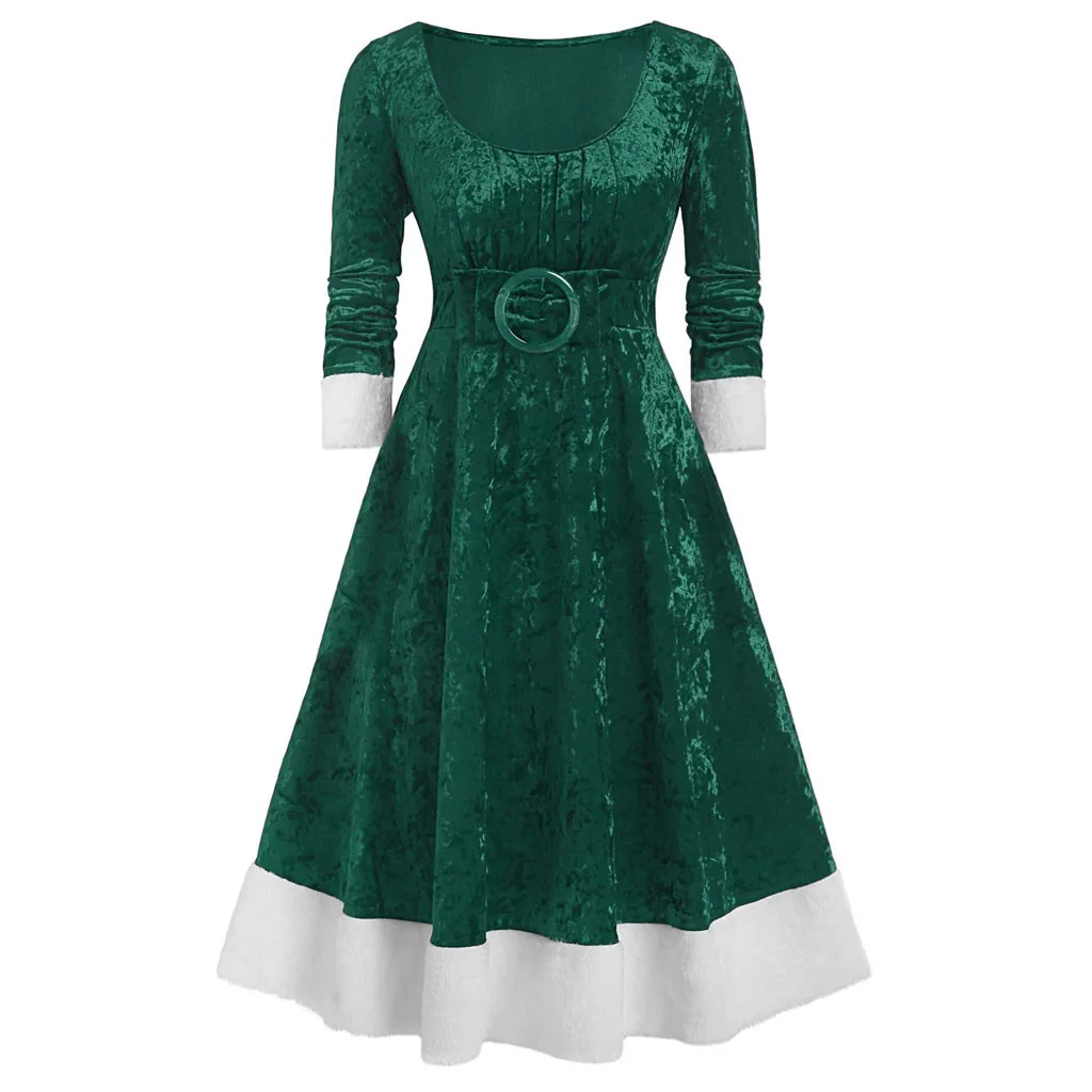 Высококачественное женское рождественское платье в стиле пэчворк с длинным