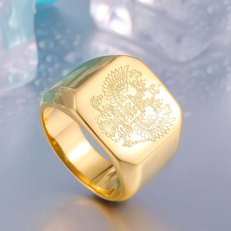 Винтажное байкерское кольцо из титановой стали с изображением русского воина