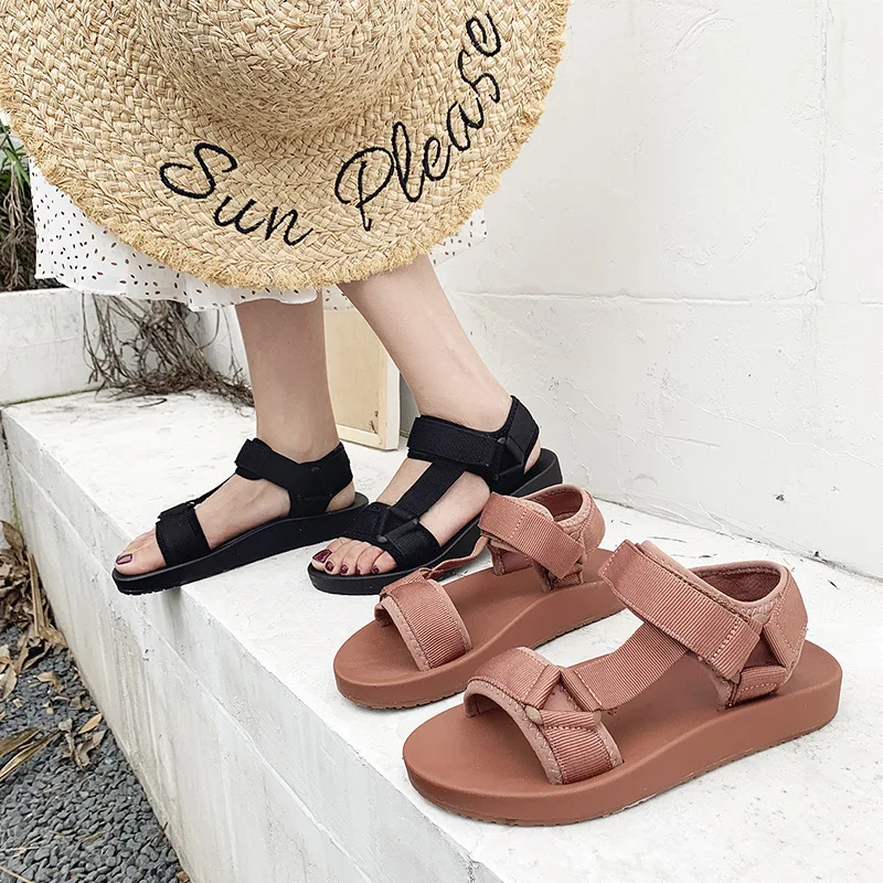 2021 summer women's shoes fashion casual sports sandals velcro flat women platform | Обувь