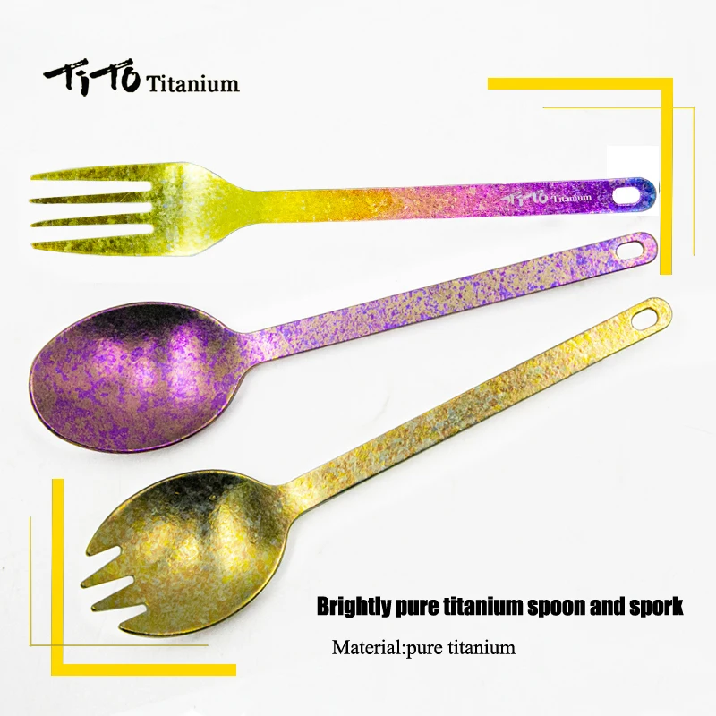 Титановая Ложка для кемпинга 13 8 г|titanium fork|titanium sporktitanium spoon |