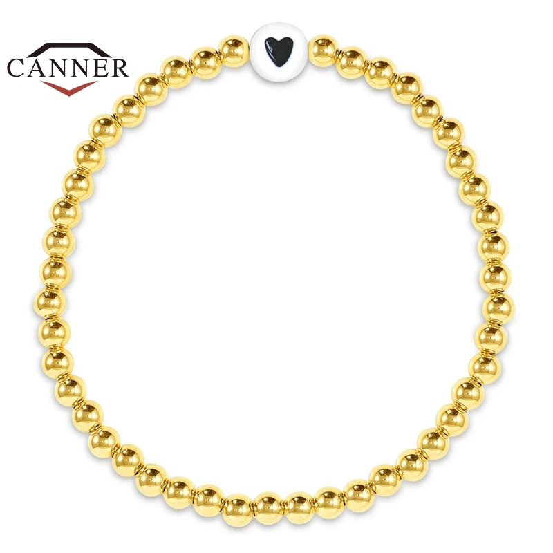 

CANNER Summer Beach INS Handmade Gold Color Charm Bracelet for Women Love 4.0 Beaded Light Bead Bracelets Bangle Jewelry Gift