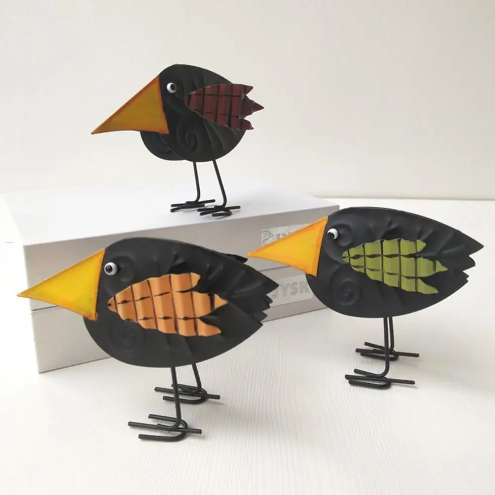 

60% Hot Sales!!! Bird Statue Realistic Delicate Iron Crow Crafts Model Desktop Ornaments for Garden
