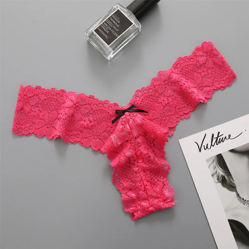 

Womens Underwear Sexy Thong 5pcs Plus Size Women Panty Lingerie G String Transparent Lace Panties Spandex Low Waist Thong