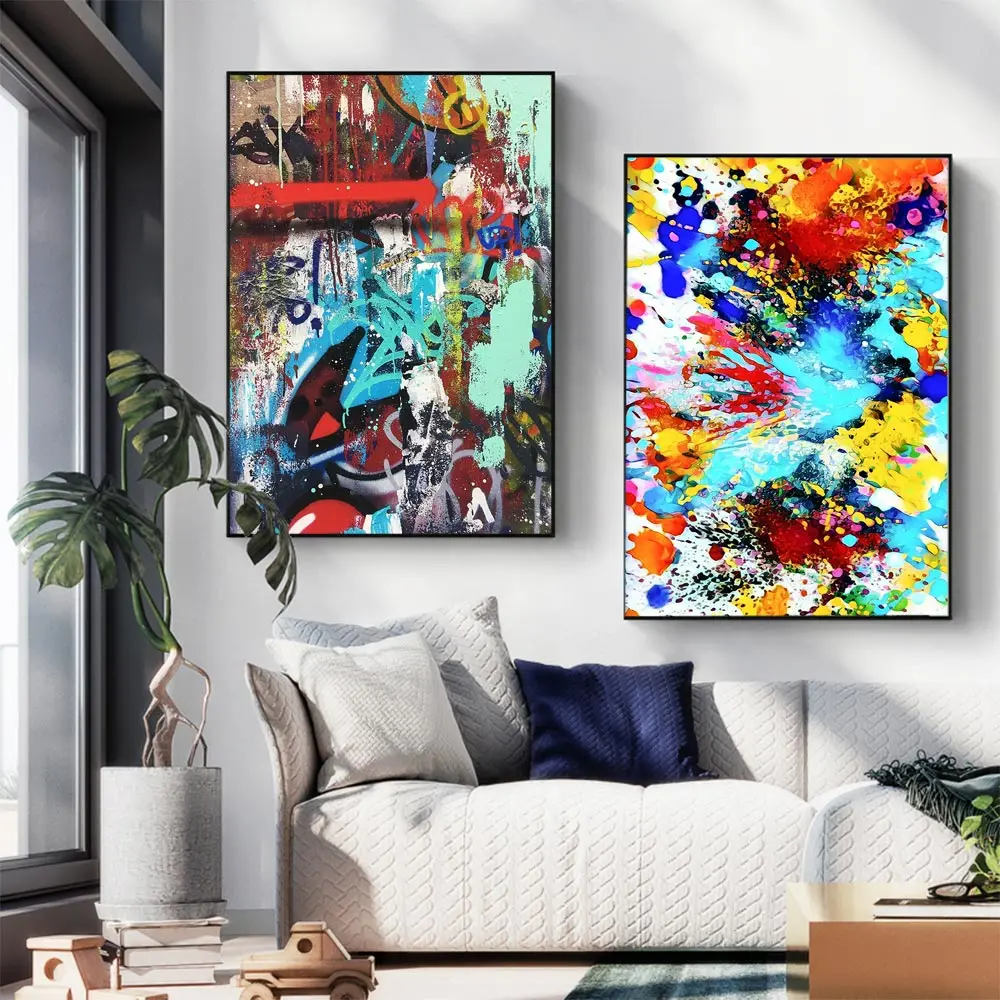 

Large Size Modern Abstract Wall Art Canvas Painting Colorful Poster Decorative Picture For Living Room Office Bar Wall Decor