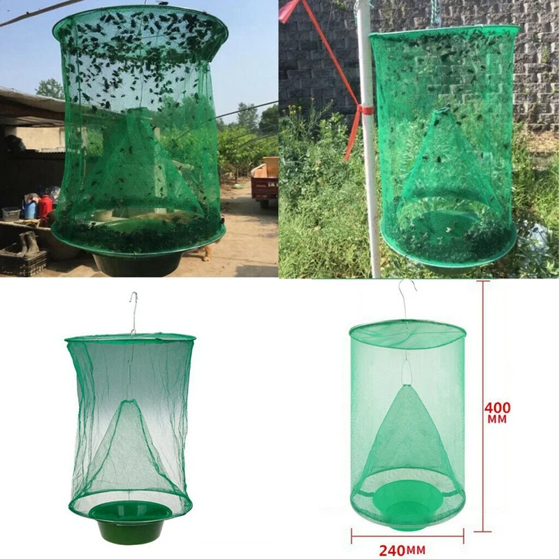 5 Pcs Folding Fly Cage Reusable Flycatcher Hanging Ranch Trap Catcher Most Effective Powerful Capture Susp | Спорт и развлечения