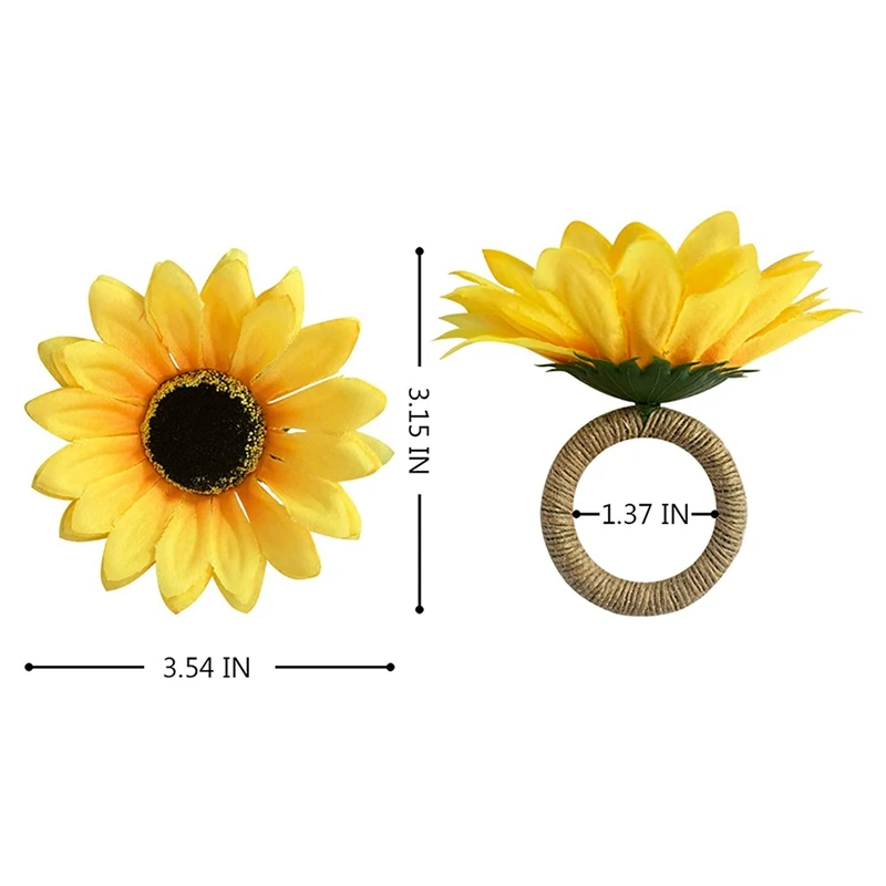 

Napkin Rings Set of 6, Handmade Napkin Ring for Wedding, Dinner Party, Banquet, Serviette for Christmas(Sunflower)