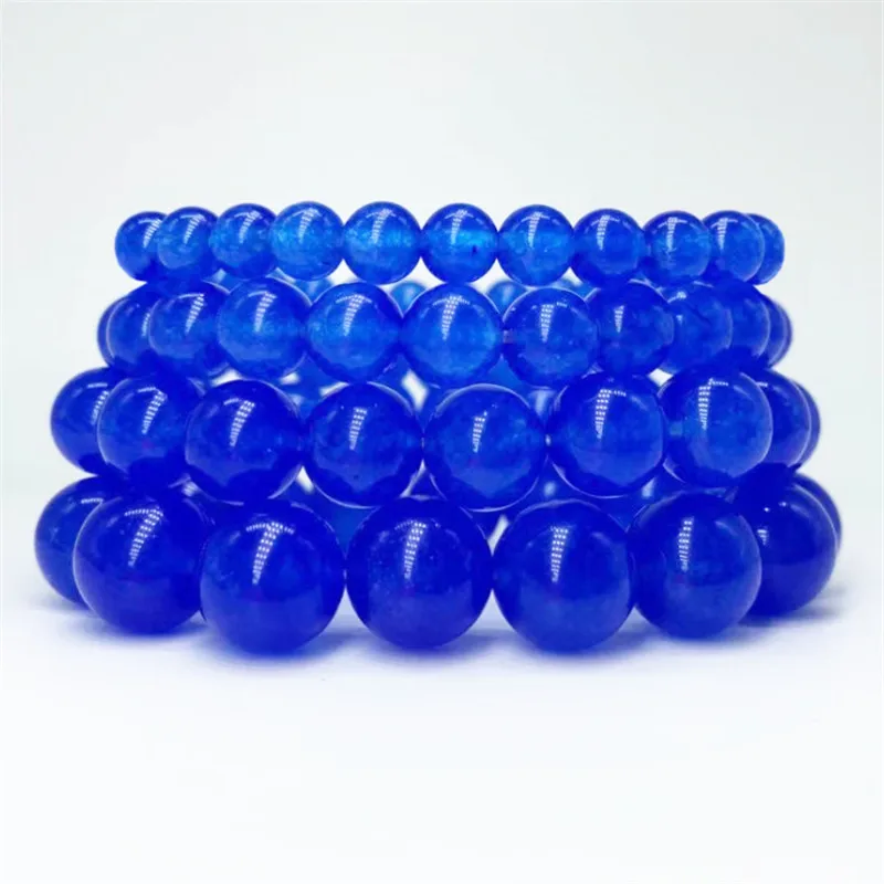 

Top Quality Natural Stone Aquamarines Bracelets Round Beads Elasticity Rope Blue Crystal Yoga Women Men Bracelet Pulsera Hombre