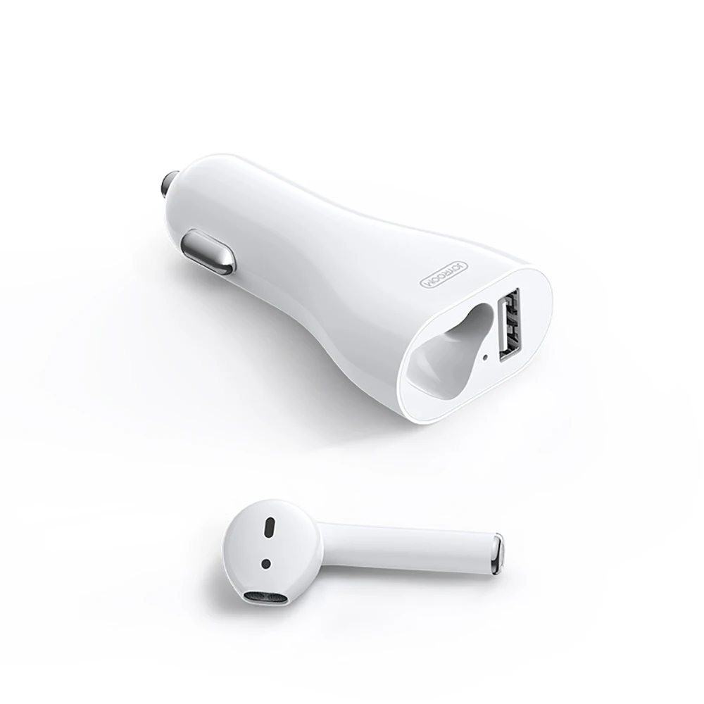 Белый Joyroom JR-CP1, портативная маленькая Беспроводная стереогарнитура, в уши, usb, быстрое зарядное устройство для мобильного телефона, автомобильное зарядное устройство с Bluetooth, наушники - Цвет: Белый