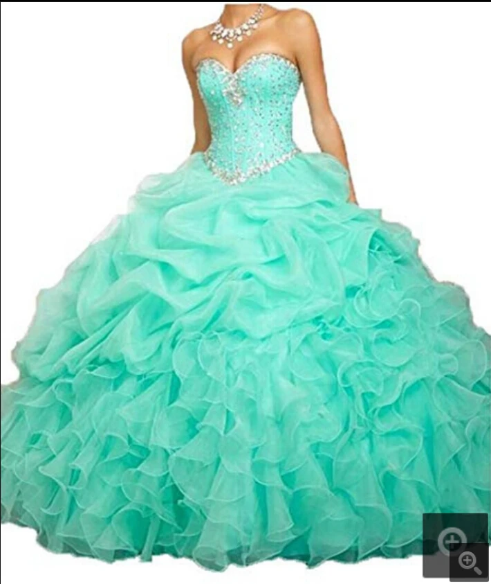 

Real picture modest pink tulle ball gown prom dresses heavily beading crystals ruffled pick-ups elegant party dress vintage