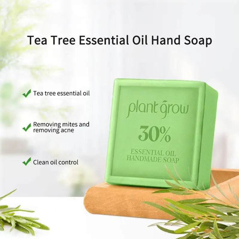 Tea Tree Essential Oil Soap 100g, Deep Cleansing, Mites, Essential and Soap Control Oil Handmade Oil Acne, U1O8