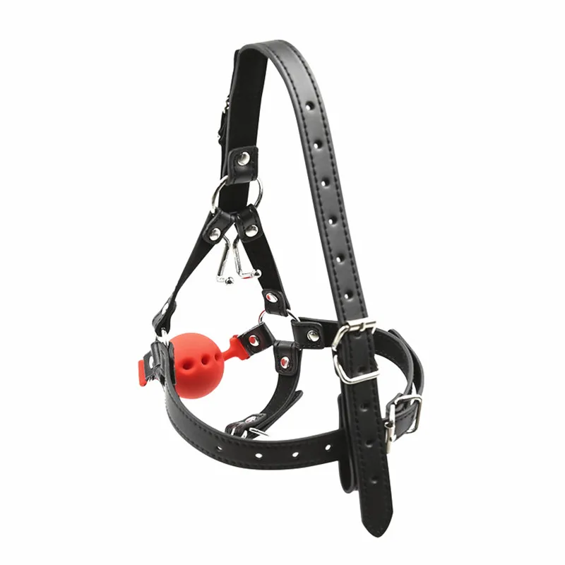 Фетиш головка упряжь для рта кляп с носом крючок БДСМ Шестерни кремнезема