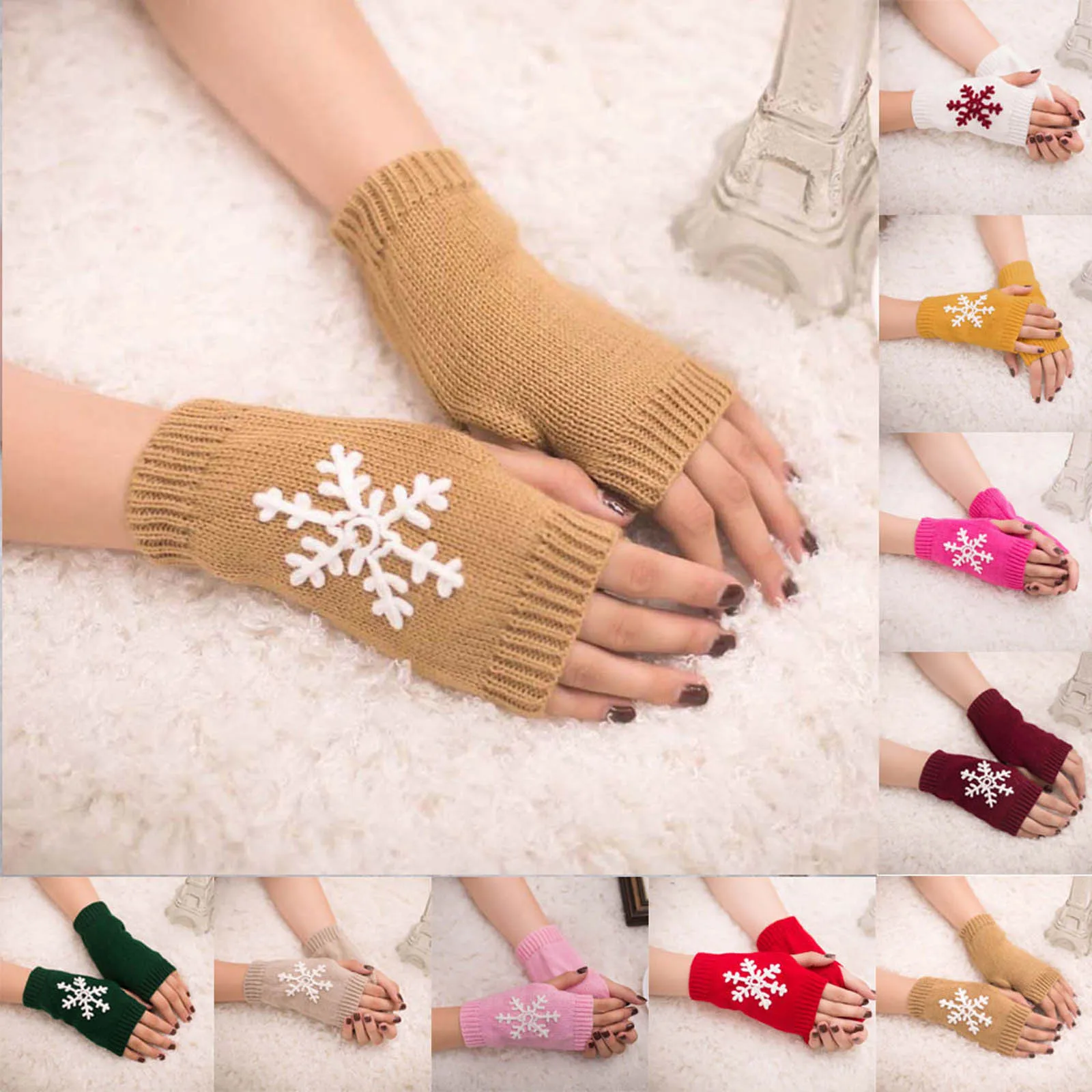 

Women Knitted Warm Gloves Cute Embroidery Girls Arm Fingerless Keep Warm Winter Gloves Rekawiczki Soft Warm Mittens Handschuhe
