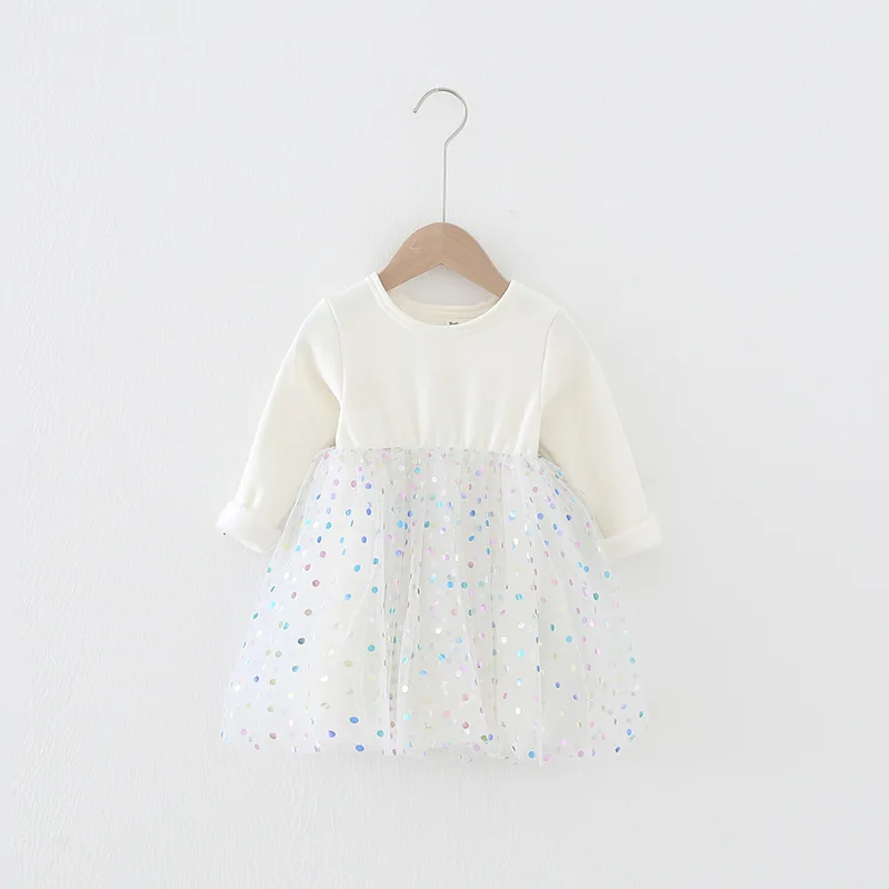 2020 новые платья для девочек модное Сетчатое платье принцессы с длинными рукавами