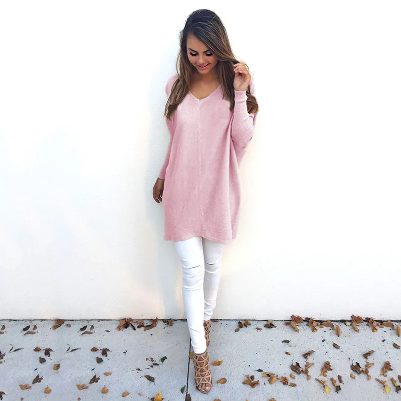 Модная Осенняя Женская толстовка с v-образным вырезом и длинными рукавами |
