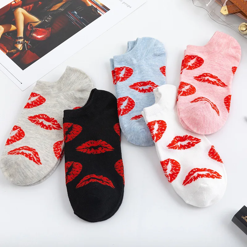 Носки женские Короткие хлопковые 5 пар/комплект Смешные пикантные с надписью