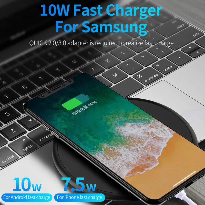 Беспроводное зарядное устройство 10 Вт для iPhon 12 Pro Max Qi быстрое QC 3 0 USB Samsung Xiaomi Huawei