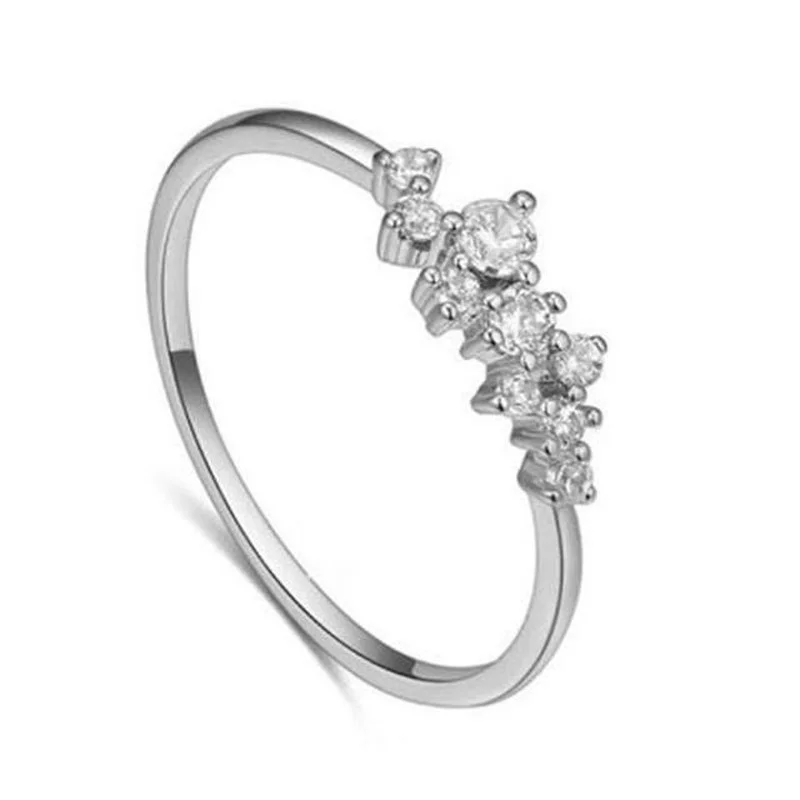 

Fashion Tiny AAA CZ Rhinestone Ladies Ring Thin Minimalist 3 Colors Wedding Engagement Women's Fashion Jewelry