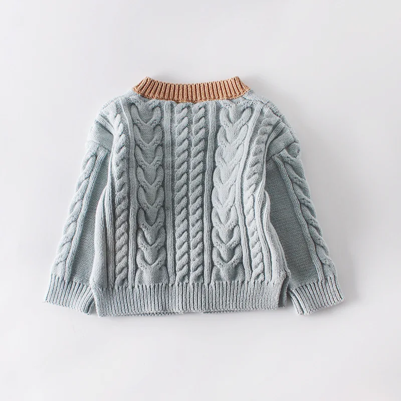 Новый детский свитер вязаный из хлопка для маленьких девочек Зимняя одежда Сезон