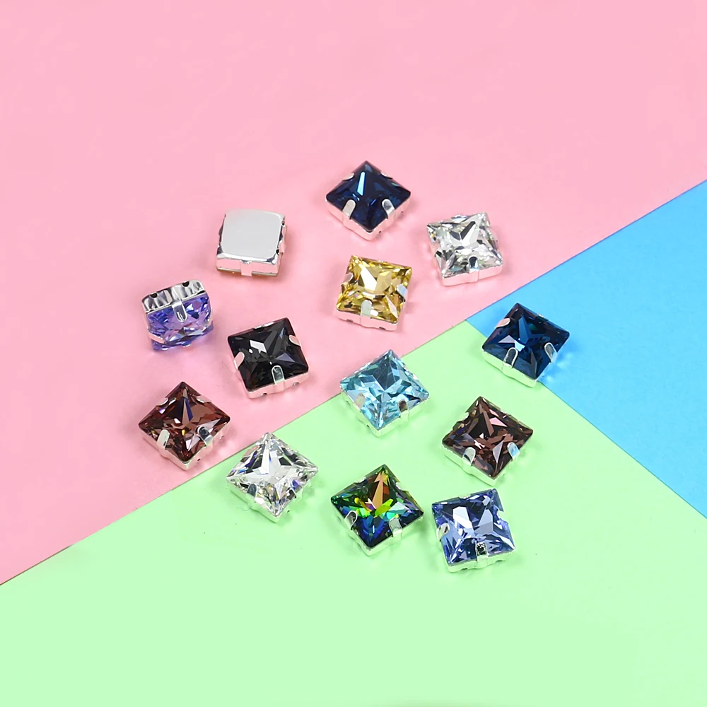 Разноцветная блестящая квадратная вышивка аппликация из страз k9 Кристальный