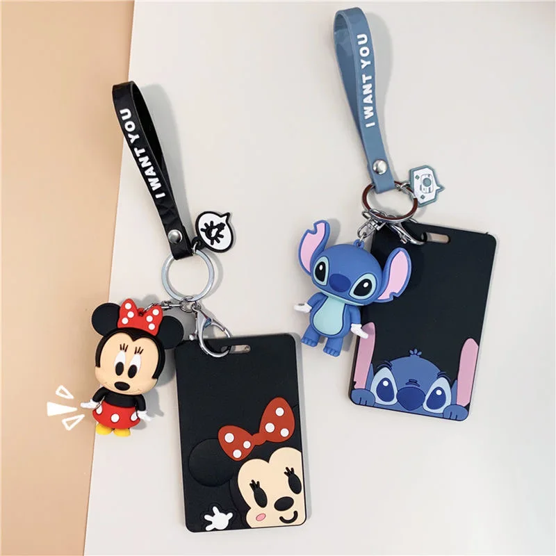 

Disney kids Cartoon Mickey mouse Student Stitch Card girls Minnie Card Holder Lanyard ID Card Meal Card id badge holder