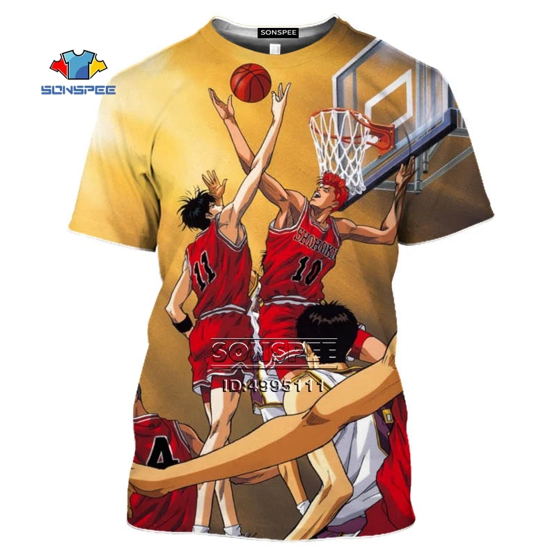 SONSPEE Japan Hot Anime SLAM DUNK Basketball Team Sakuragi t-shirt con stampa 3D uomo donna t-shirt estiva t-shirt Casual oversize