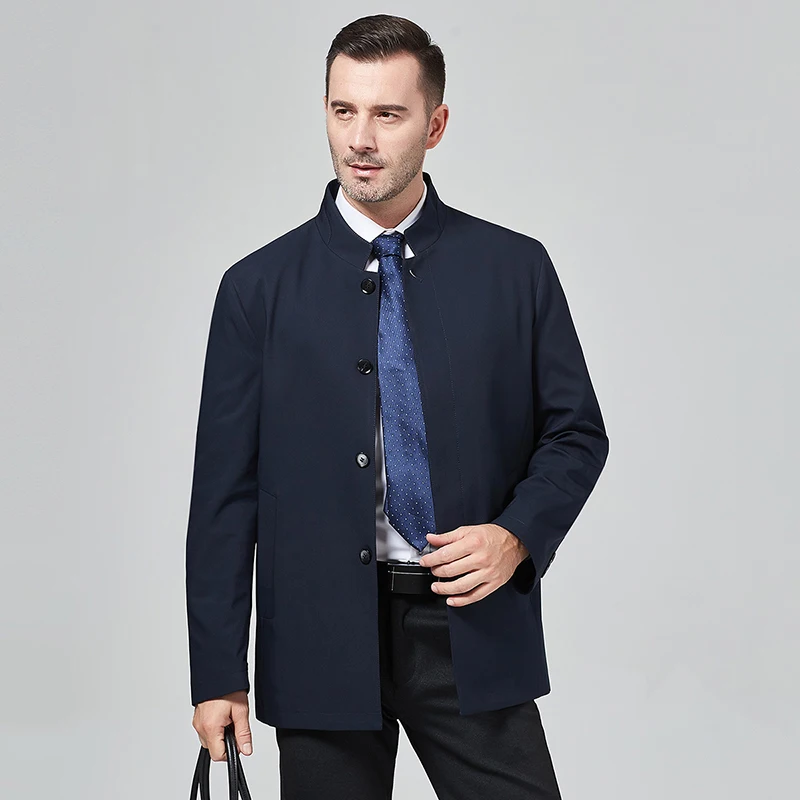 Длинные мужские куртки с воротником стойкой зеленые длинные пальто офисные