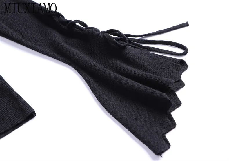 

MIUXIMAO 2019 Fall Suit Sets 2 Piece Fashion O-Neck Full Sleeve Slim Sweater Top + Above Knee Dot Skirt Winter Suit Vestidos