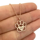 Милое ожерелье с именем кошачьей лапы, подвеска в форме сердца, персонализированная собака, медведь, след, гравировка, ювелирные изделия для женщин, детей, лучшие подарки