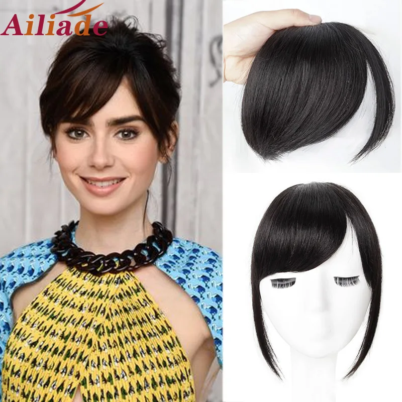 AILIADE Women Fake Synthetic hair Bangs False Fringe Clip On Hair Clips Gradient bangs extensions Piece | Шиньоны и парики