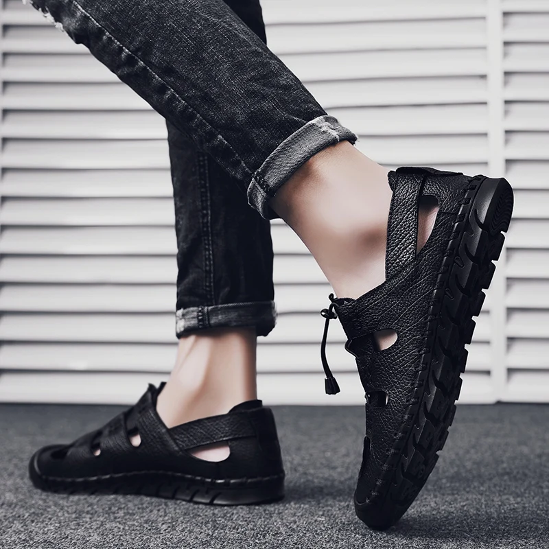 

Man Beach Flip Flops Breathable Men's Sneakers Mesh Beach Sandals For Men Shoes Slip On Fashion Slippers Safety