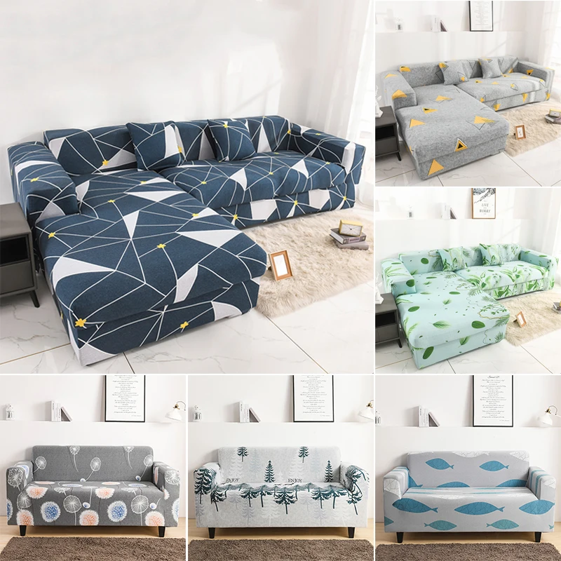 Эластичные разноцветные диванные чехлы покрывало стрейч для софы угловой формы