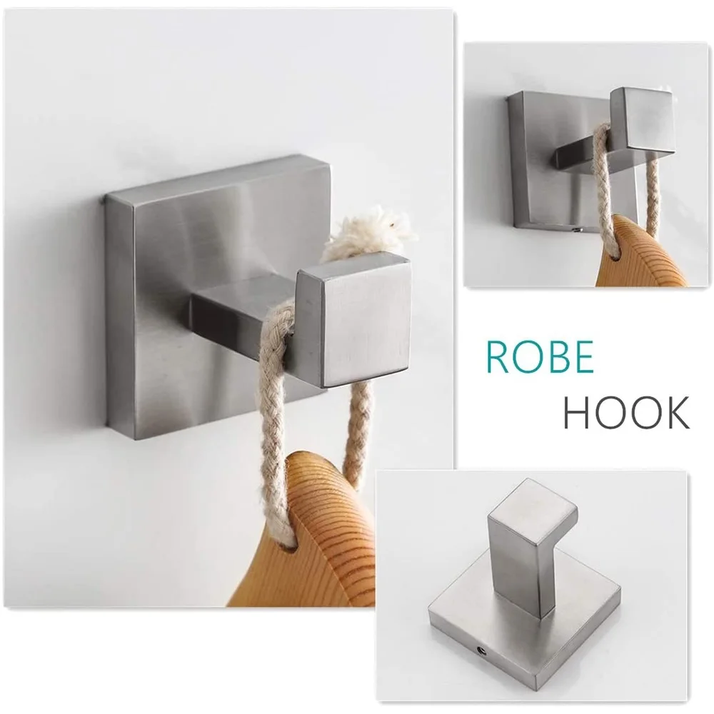 taicute brushed bathroom accessories sets wall mount towel bar coat robe hooks toilet paper roll holder stainless steel hardware free global shipping