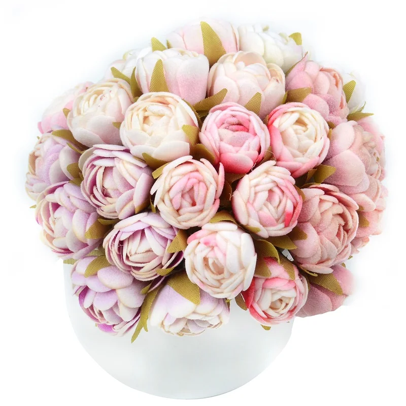 

6pcs Silk Tea Rose Bud Handmake Artificial Flower Bouquet Wedding Decoration DIY Wreath Gift Scrapbooking Craft Fake Flower