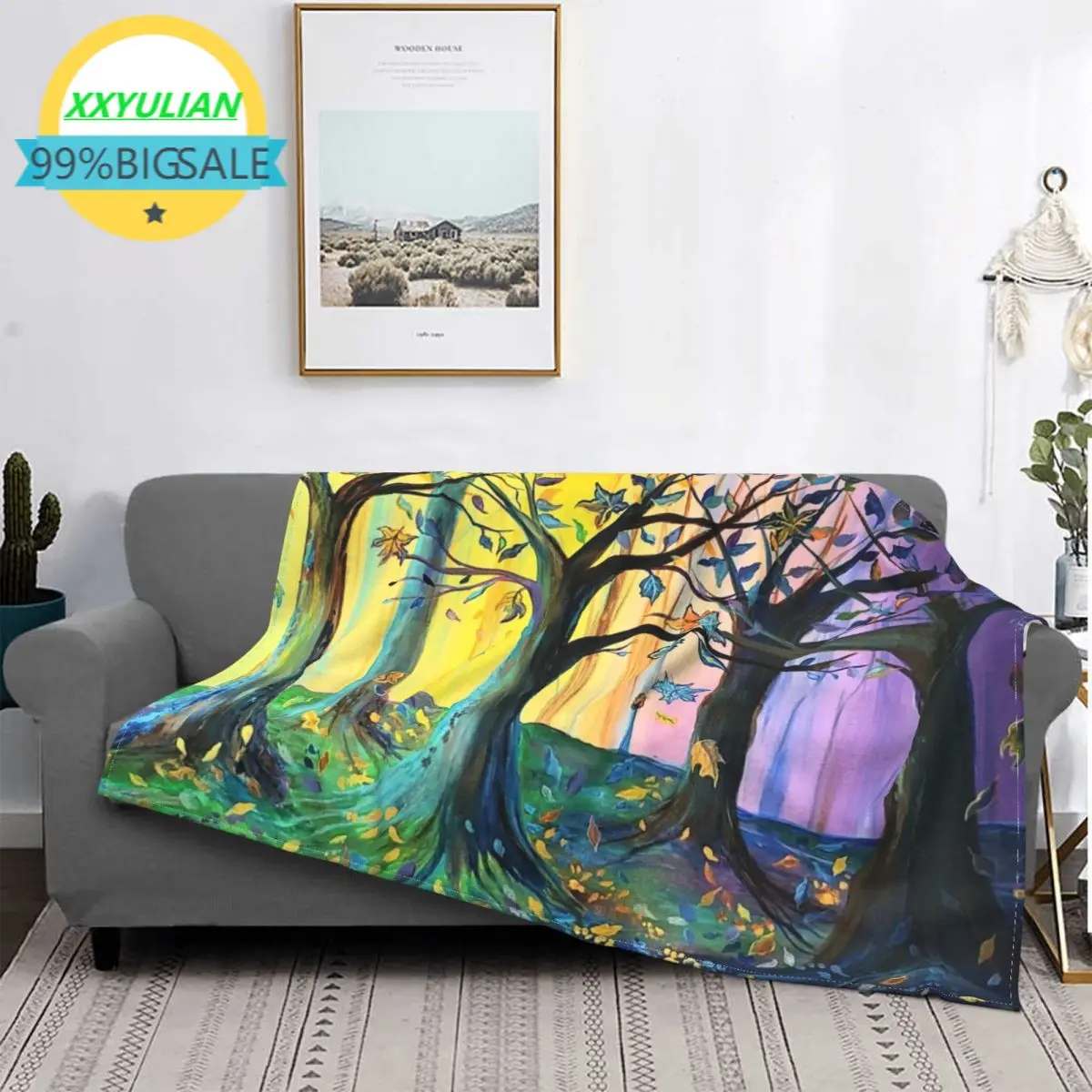 

Unexpected Fall Trees Blankets Fleece Summer Woods Breathable Ultra-Soft Throw Blankets for Sofa Travel Rug Piece